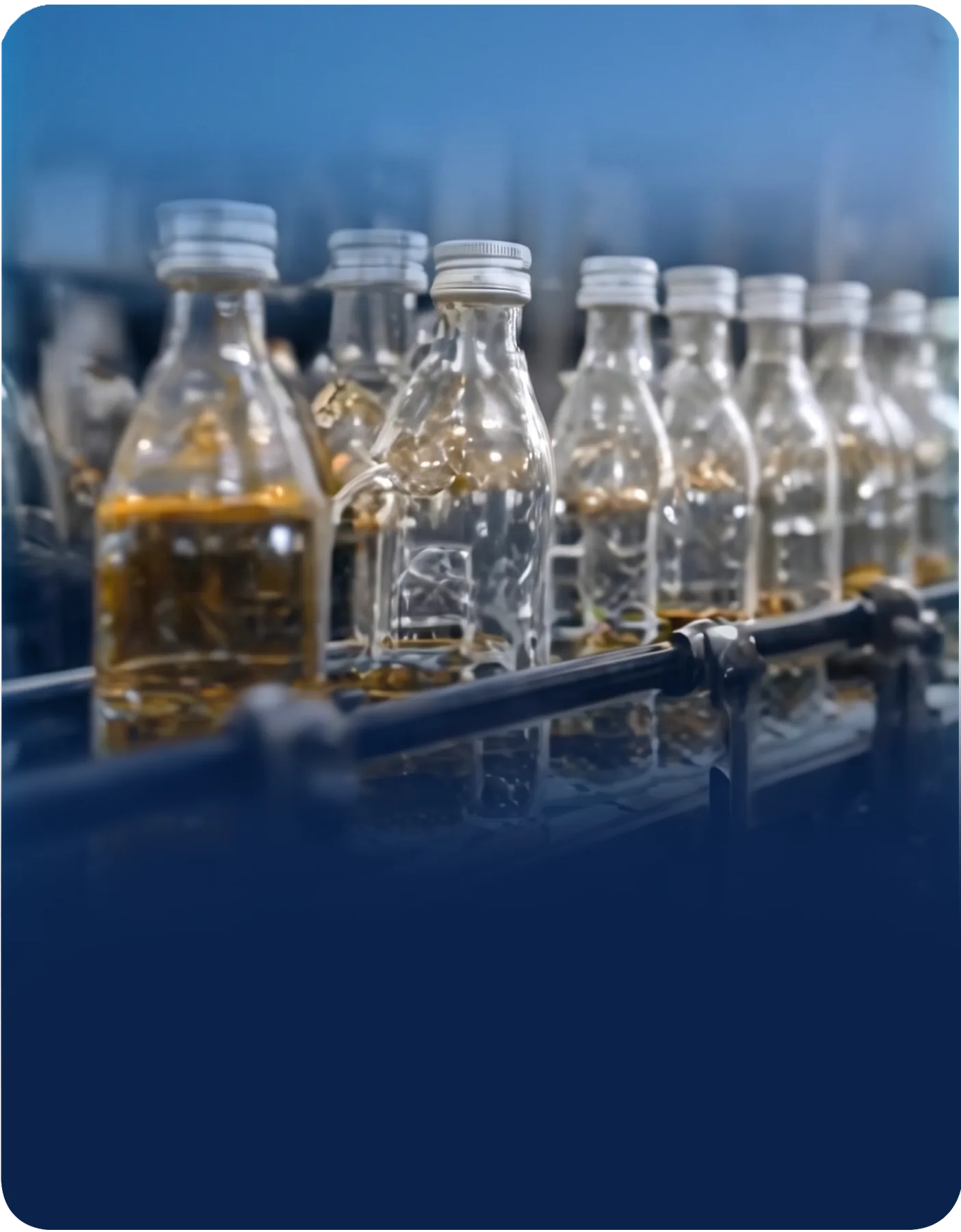 Bottling line in a food and beverage plant